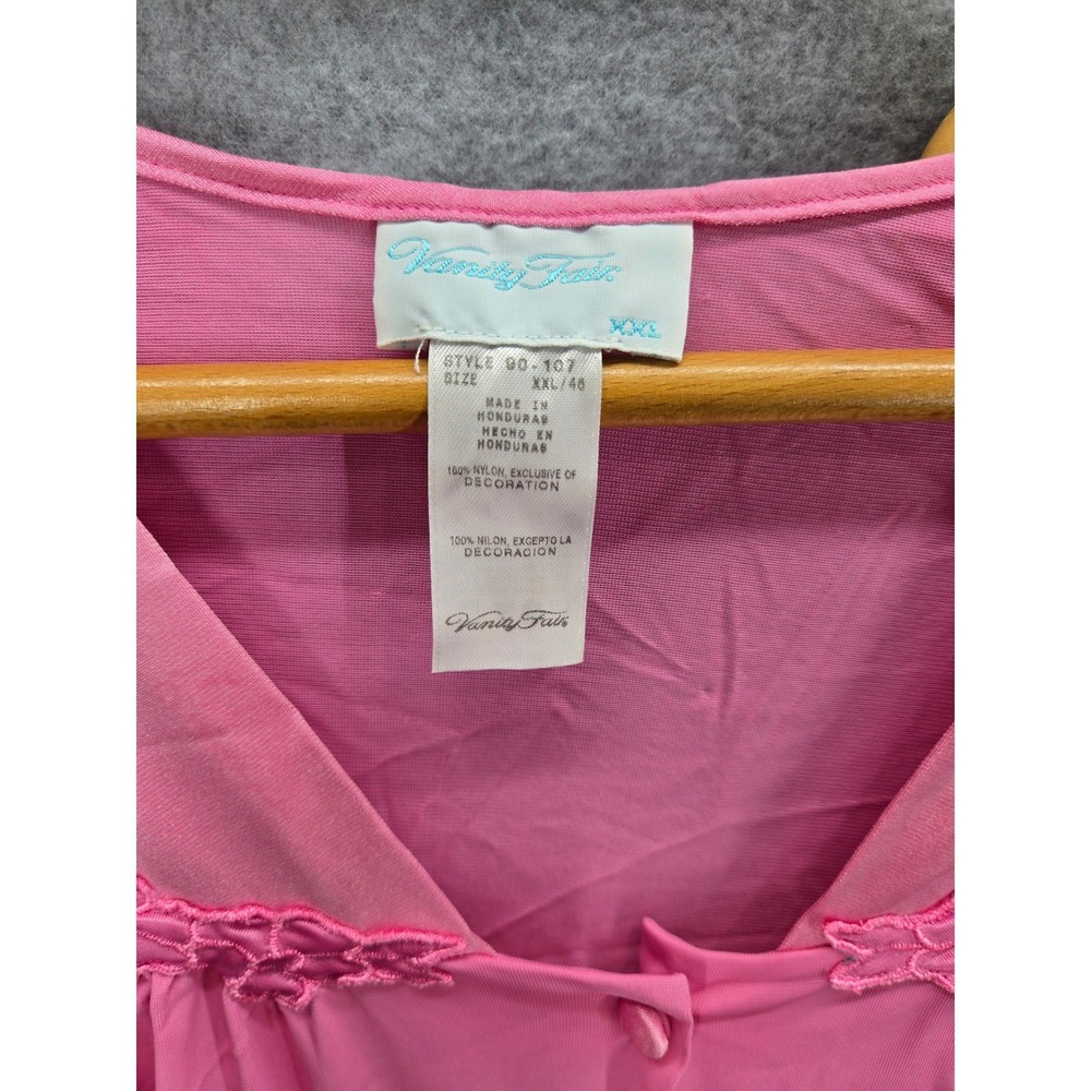 Vanity Fair Pink Nylon Tricot Pajama Set Short Sleeve Button Top Pants XXL - Picture 4 of 8